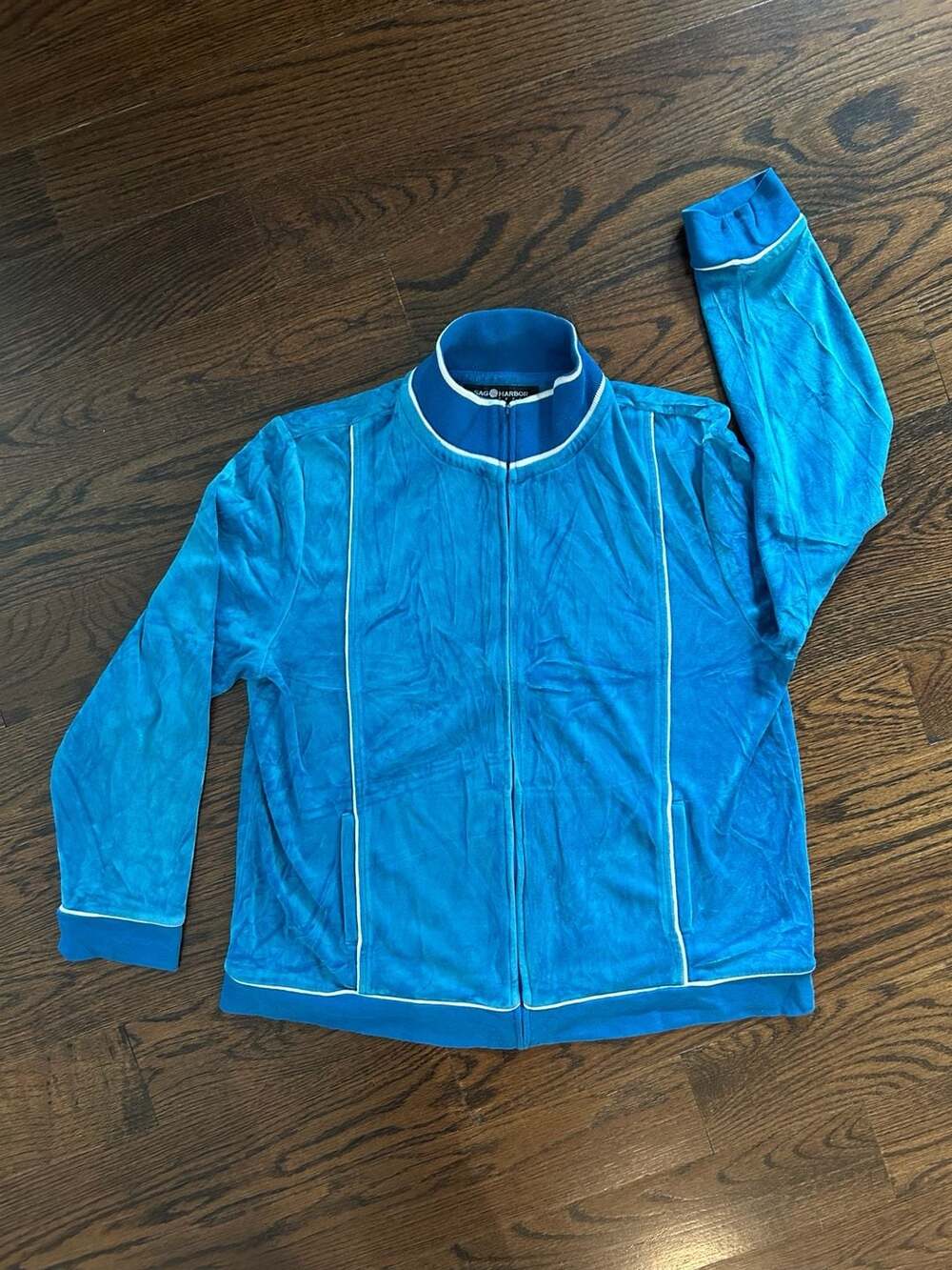 Sag Harbor Sport Petite Size PXL Blue Velour Jacket